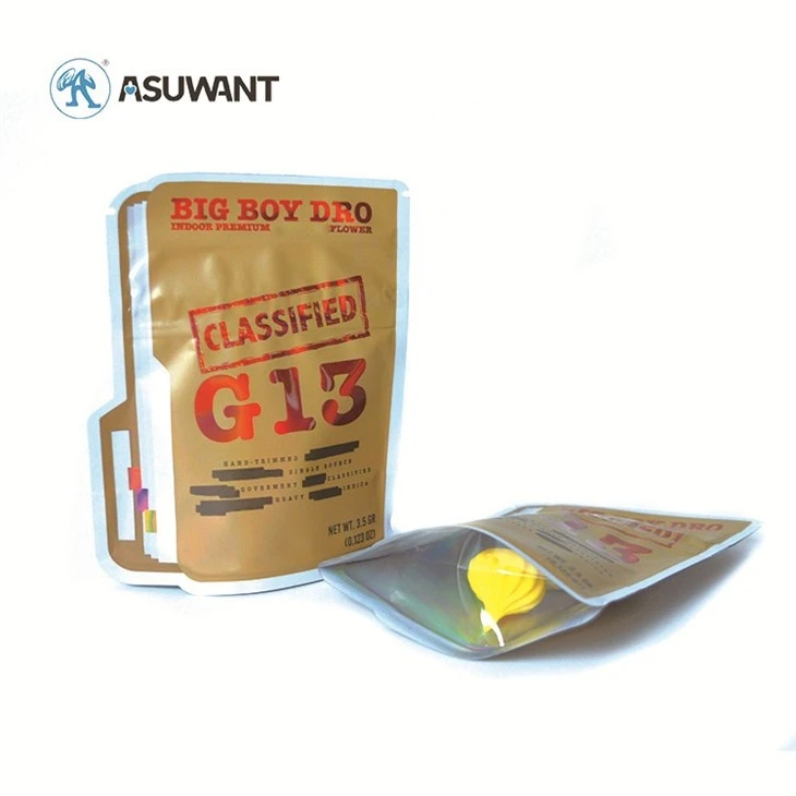 Custom Printed Child Proof Die Cut Ziplock Mylar Bags Stand Up Pouch For Food Candy 1g 3.5g 7g 14g 28g 1oz best