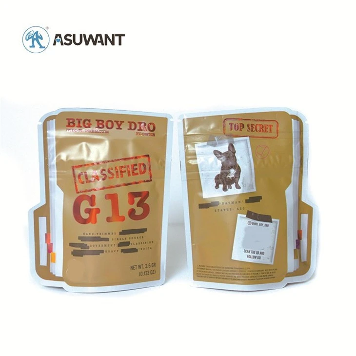 Custom Printed Child Proof Die Cut Ziplock Mylar Bags Stand Up Pouch Għall-Ikel Candy 1g 3.5g 7g 14g 28g 1oz