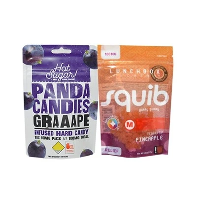 3.5g 7g 12g Plastic Child Proof Gummy Candy Edible Mylar Ziplock Stand Up Pouch Packaging Bags