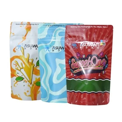 Boroż Mylar Ziplock Reżistenti għat-Tfal Riħa Prova Stampar Diġitali Hot Stamping UV Spot Stand Up Pouch